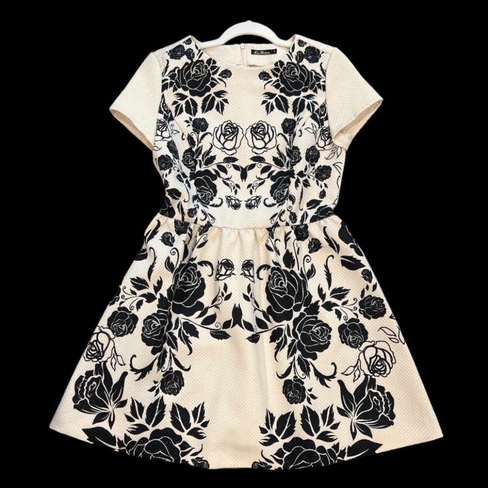 Kira Plastinina mini black white fit and flare dress Size M